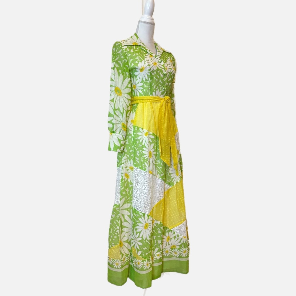 Vintage 60's/70's Floral and Lace Patchwork Maxi Dress Size 8